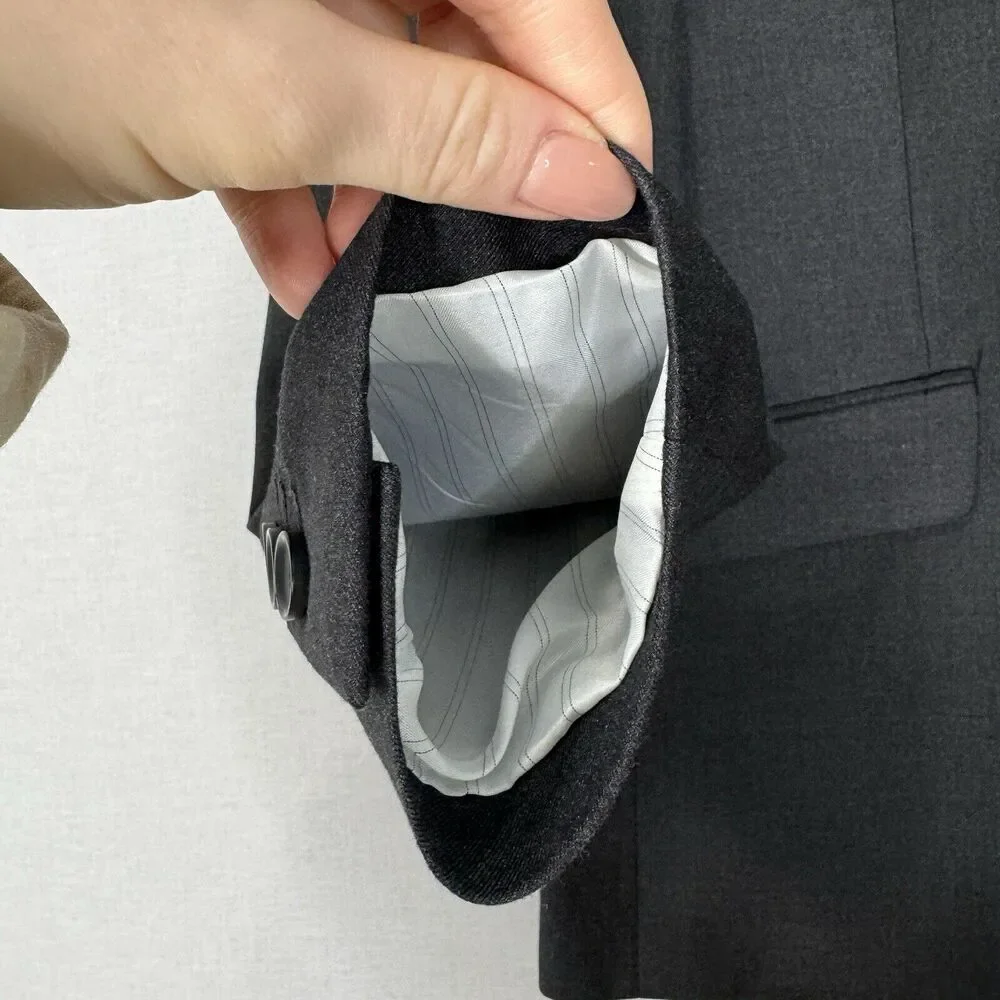 Giorgio Fiorelli Mens Suit Jacket 40 Charcoal Gray Euro Slim‎ Fit Blazer Formal